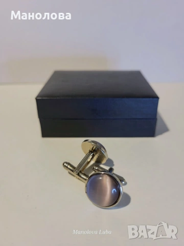 Винтидж копчета за ръкавели в сребристо-син цвят и камък с ефект котешко око., снимка 3 - Други - 53253551