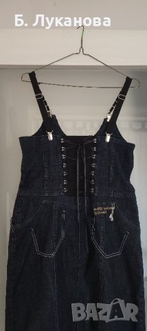 Рокля/сукман от тъмно син деним, р.36, снимка 3 - Сукмани - 43113846