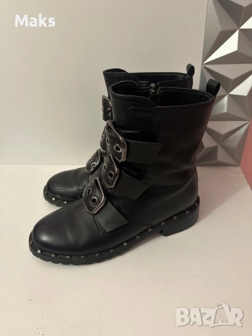 Черни кожени боти, снимка 2 - Дамски боти - 52681544