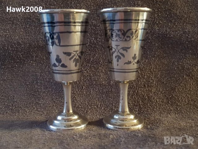 Сребърни сребро с позлата и ниело чифт руски перфектни чашки чаша, снимка 11 - Антикварни и старинни предмети - 39567516