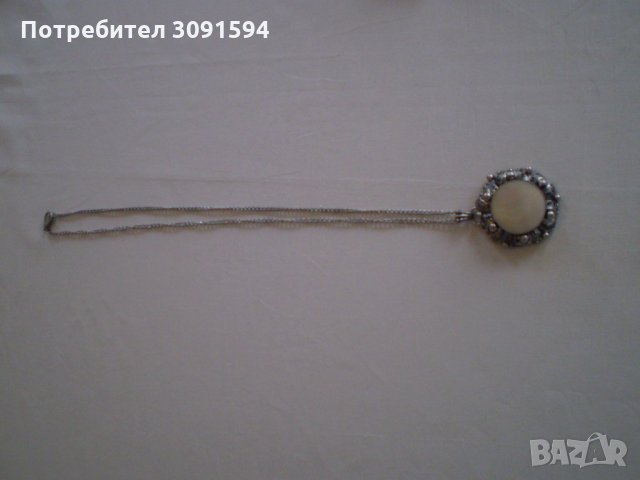 Ретро медальон седеф с бял обков филигран, снимка 4 - Антикварни и старинни предмети - 35182563