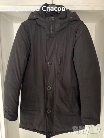 Мжко зимно яке - черно, с качулка. S размер., снимка 2 - Якета - 52400916