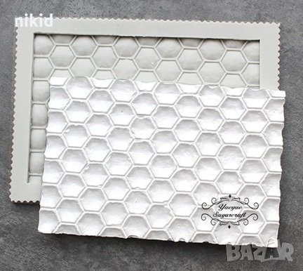 Пчелна пита килийки имитация текстура голям силиконов молд форма декор украса сладки фондан