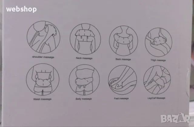 ПРОМО!! Акумулаторен Шиацу масажор с топлина за врат,гръб,рамена,крака,за мускулна релаксация, снимка 12 - Масажори - 48637081