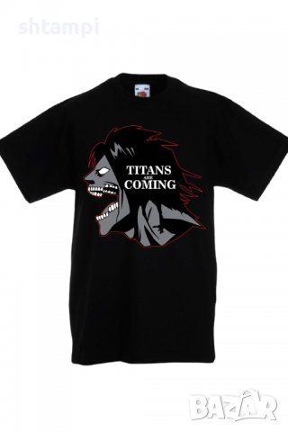 Детска тениска Attack on Titan titans are comings,Анимация,игра,Празник,Повод, снимка 2 - Детски тениски и потници - 37946488