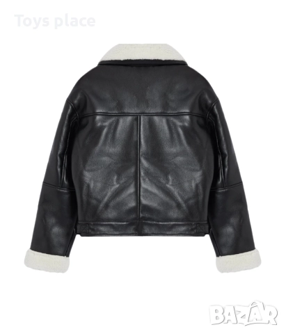 Ново модерно кожено яке с пухкава яка и ръкави, снимка 2 - Якета - 51318167