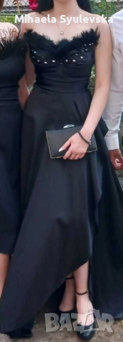 Бална черна дълга рокля с цепка, снимка 2 - Рокли - 52439843