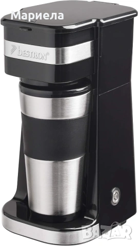 Кафемашина Bestron 750W, с многократен филтър ,за 1 термо чаша, снимка 2 - Кафемашини - 53202357