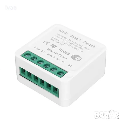 16A Мини Интелигентен WiFi DIY Превключвател Двупосочно управление Модул за автоматизация, снимка 2 - Други стоки за дома - 50025154