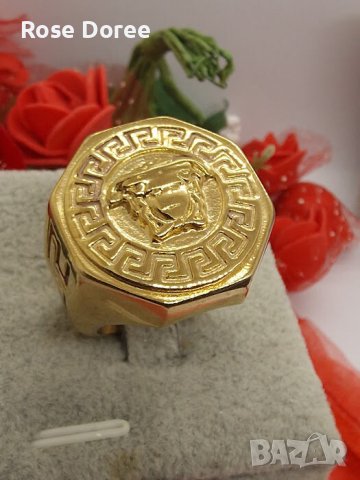Мъжки позлатен пръстен реплика Медуза разлини модели 18К златно покритие, снимка 5 - Пръстени - 44071671