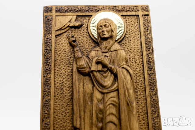 Позлатена релефна икона на света мъченица Наталия, снимка 6 - Икони - 53224404