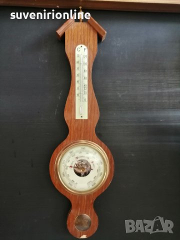 Дървен термометър/барометър за стена, снимка 1 - Декорация за дома - 40192109