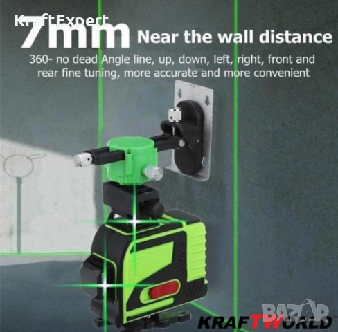 4D Лазерен Нивелир KRAFT WORLD с 16 Линии Самонивелиращ се, снимка 3 - Измервателни инструменти - 50488435