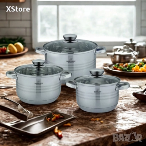 Комплект тенджери от неръждаема стомана Bohmann, Класика и удобство за всяка кухня (6 части), снимка 5 - Съдове за готвене - 52496758