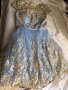 Chi Chi London Дамска официална рокля - светло синьо и златисто / дантела, снимка 14