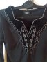Дамска черна блуза SABRA със сребристи орнаменти, снимка 1 - Блузи с дълъг ръкав и пуловери - 36874503