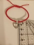 Дамска гривна с червен конец и висулка от сребро - сърце , снимка 5