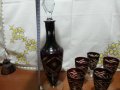 Цветен червен кристал чаши с гарафа, снимка 5