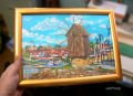 Маслена картина с вятърната мелница в Несебър. Худ. мАРТгер ., снимка 1 - Картини - 43395416