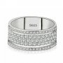 Сребрен пръстен с родиево покритие - халка с бели сафпири, снимка 1 - Пръстени - 27370985
