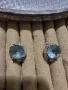 Нови,сребърни, масивни обеци със светлосин камък , снимка 3
