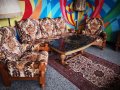 Диван тройка и два фотьойла от масивно дърво , снимка 4