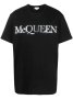 ALEXANDER McQUEEN Black Metallic Silver Logo Print Oversized Мъжка Тениска size L и XL, снимка 2