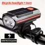 Соларен фар и клаксон за велосипед/скутер, двойна светлина, акумулаторна батерия, снимка 1