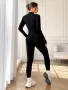 черен спортен дамски спортен екип 2 части подобие на гащеризон, снимка 2