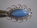 брошка филигран със сребърно покритие И СИНЬО СТЪКЛО, снимка 7