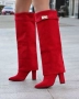 Ботуши на ток - червен велур - KD105, снимка 2