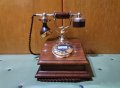 Старинен ретро домашен телефон Post DFeAp 301 от дърво и бронз