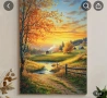 Платно за стена с есенен селски залез, включващ рустик пейзаж, снимка 4