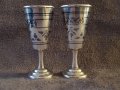 Сребърни сребро с позлата и ниело чифт руски перфектни чашки чаша, снимка 11