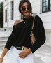 Нова черна блузка, снимка 1 - Блузи с дълъг ръкав и пуловери - 35197892