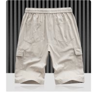 Мъжки карго къси панталони с джоб с шнур с еластична талия, 4цвята - 023, снимка 3 - Къси панталони - 40540502