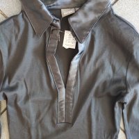 Блуза - риза с яка от сатен, снимка 5 - Блузи с дълъг ръкав и пуловери - 28406447