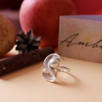Уникален сребърен пръстен с перла - модел R025A, снимка 8 - Пръстени - 30464644