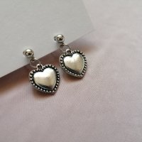 Дамски обеци с висулки сърца в сребрист цвят, снимка 4 - Обеци - 43899778