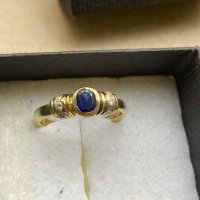 златен пръстен със сапфир , снимка 3 - Пръстени - 43730184