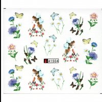 1504 момиче с цветя и пеперуди  татос слайдер ваденки водни стикери за нокти маникюр, снимка 1 - Продукти за маникюр - 36606852
