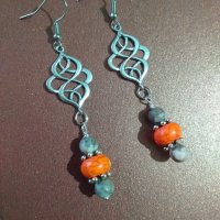 Новите ни Бохо обици с камъни оранжев Хаулит и Лечебният камък Майфанит , снимка 2 - Обеци - 32668707