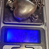 сребърен сънджир със сърце, снимка 7 - Колиета, медальони, синджири - 43806111
