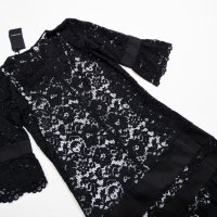 НОВА! Twinset Lace Black Dress Luxury Exclusive Collection Дамска Дантелена Рокля Размер 38, снимка 11 - Рокли - 32885010