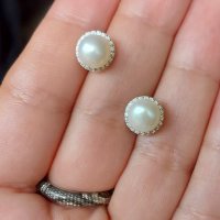 Японски дизайнерски обеци с естествена перла и циркон - проба 925 / Oт "Swan" pearls , снимка 7 - Обеци - 33148077