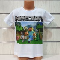 Нова бяла детска тениска с дигитален печат MINECRAFT (Майнкрафт), снимка 7 - Детски тениски и потници - 32607577