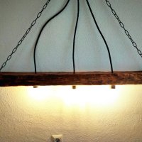 Дървен полилей тип Винтидж , снимка 10 - Лампи за таван - 43844829