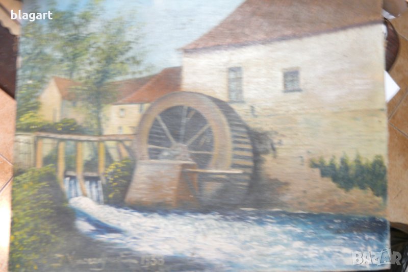 стара картина от 1938г."Старата воденица", снимка 1