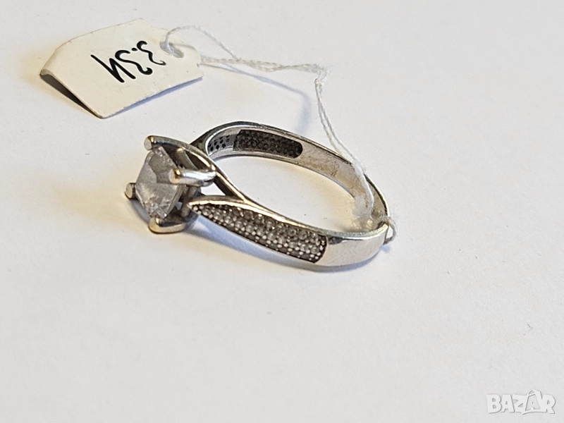 Дамски пръстен, бяло злато 585/14к 3.34гр, снимка 1