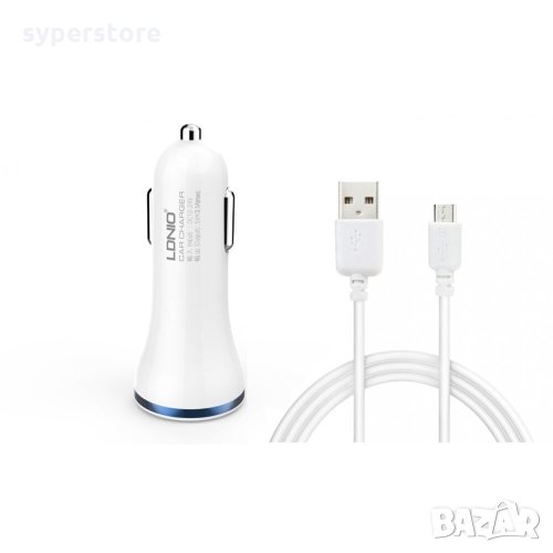 Зарядно 12V/3.1A с кабел Type C 2-USB изхода LDNIO DL-C23 SS0001123 за Samsung, Huawei и др., снимка 1